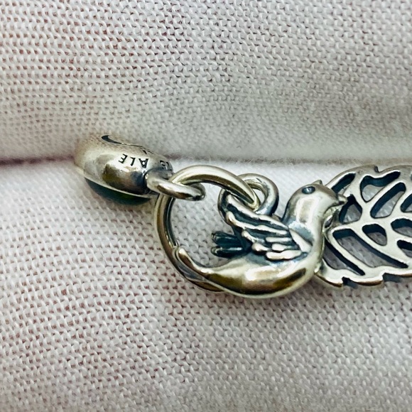 EUC Pandora 791214PE Sterling Silver Forest Trinity Pendant w/ Peridot - Picture 8 of 9